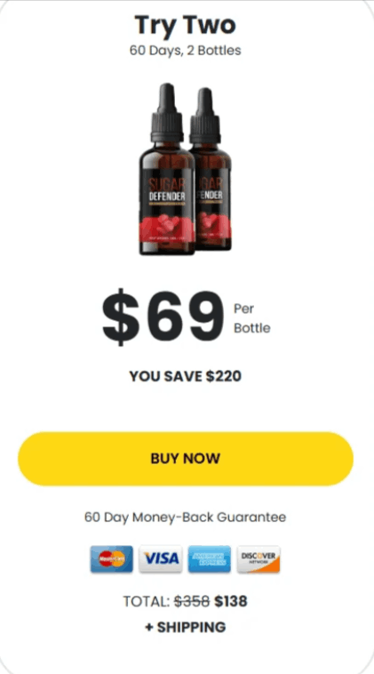 Sugar Defender 2 bottle price